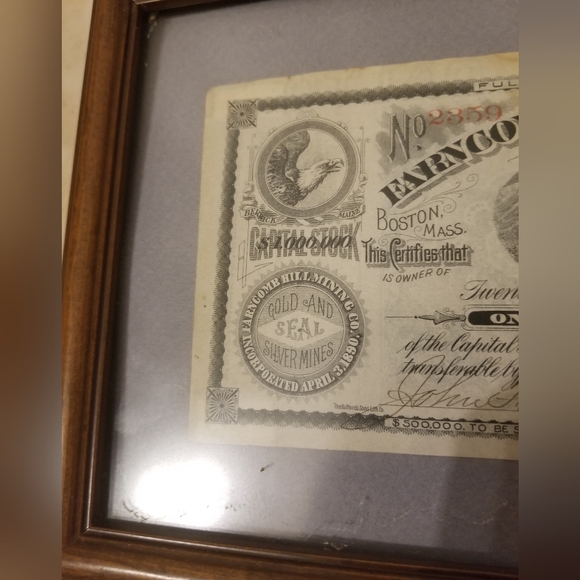 1892 Farncomb Hill Mining co. Colorado stock framed by Deck the walls - Picture 3 of 12